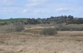 Lambæk Dal og Grevens Høj på nordsiden af Kastbjerg å, set fra voldstedet.